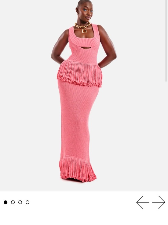 Hanifa Dresses & Skirts - Hanifa Coral Pink Fringe Knit Maxi Dress